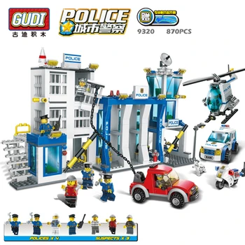 GUDI politistationen 870pcs+ Uddannelsesmæssige diy byggesten Børn Toy Kompatibel Med mursten, Fødselsdag, Gave Brinquedos 9320