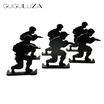 GUGULUZA 6stk/masse Militær Soldat Metal Mål Skydning Mål Modle Sort til Jagt Skydning Træne Taktisk Gun Mål