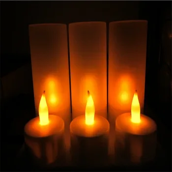 Gul Flimmer Genopladelige Led-Lys Te lys Lys Lampe/ Batteri Drives af Dekorative Stearinlys Til Bryllup