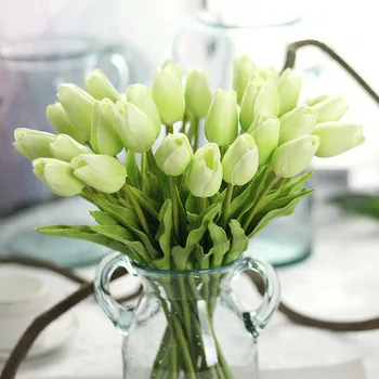 [ Gul Tulipan ]Real Touch Bryllup Dekoration Flore Kunstig Blomst Til Blomst Dekoration Fleur Artificielle Falske Blomst