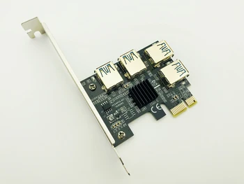 Guld 4 Port USB3.0 Riser-Kort PCI-E 1 4 PCI Express 16X Slot Ekstern Adapter PCIe-Multiplikator Kort for BTC-Mining