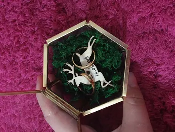 Guld Glas Max Engagement Ring Box Smykker Gave Vielsesring Indehavere Smykker skål Geometriske Kærlighed speciel Ring Bearer-Box