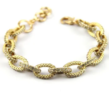 Guld og Sølv Classic Mini Crystal Bane Link armbånd Armbånd Mode Fuld Rhinsten Smykker til Kvinder