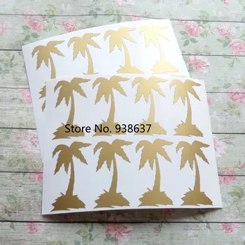 Guld Palm Tree Klistermærker Hawaii Tema Fest Dekoration Tropiske Wedding Invitation Tætning Aftagelige tapet Vinyl Decals ZB184