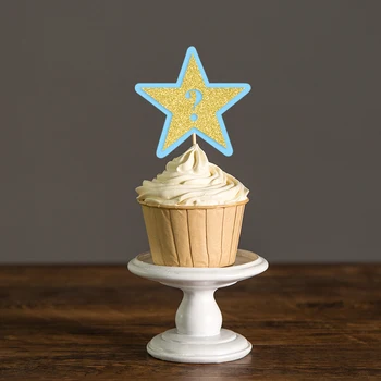 Guld/Sølv Glitter Star & Pink/Blå Køn Afsløre Cupcake Toppers Baby Brusebad/Kid ' s Fødselsdag Kage Dekorationer, Mad Picks