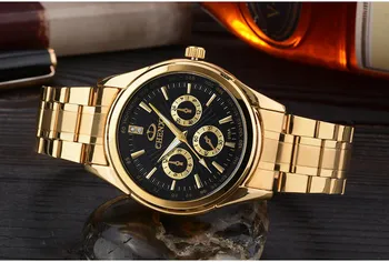 Guld ure til mænd Casual fashion fuld rustfrit armbåndsur Vandtæt luksus guld Business ur Relogio Masculino kvarts-ur