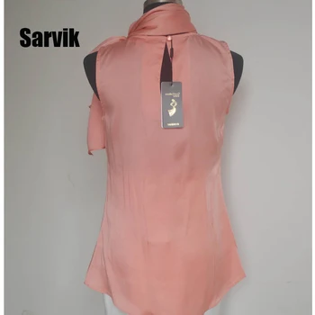 {Guoran} Office Lady Silke bluser kvinder formelle Chiffon Shirts XL bue-knude Ærmeløs overdele Femme Blusa Pink Hvid Klud