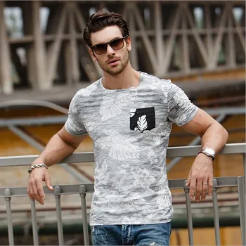 GustOmerD Helt Nye T-shirt Patchwork Trykte T-shirt Mands Mode-Pure Cotton T-shirt Mænd er O-hals Tendens Casual T-shirt S-XXL
