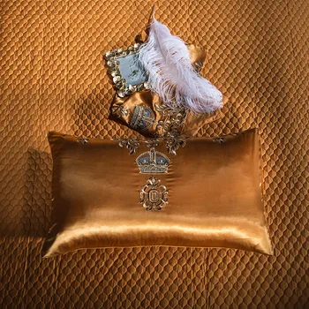 Gylden Satin Bomuld Seng sæt Europæiske Luksus Mandala Sengetøj sæt Dronning King size Bohemia Dynebetræk lagen/spredning sæt