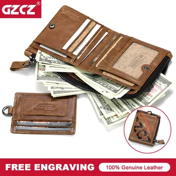 GZCZ Ægte Læder Tegnebøger Mænd Brand af Høj Kvalitet, Design Tegnebog, med Mønt Lomme Punge Gave Til Kortholderen Bifold Mandlige Taske