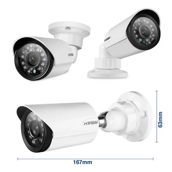 H. Udsigt 720P CCTV Kamera 1.0 MP Sikkerhed Kamera IR-20m overvågningskamera Vejrandig Udendørs Indendørs Kamera Nem Installation