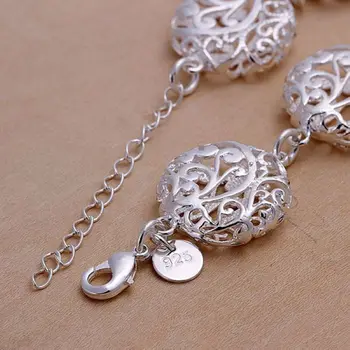 H235 sølv mode smykker 925 sølv smykker forgyldt armbånd Hule Flad Blomst Armbånd /ODFILHOI EBLQDTOE