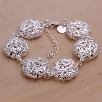 H235 sølv mode smykker 925 sølv smykker forgyldt armbånd Hule Flad Blomst Armbånd /ODFILHOI EBLQDTOE
