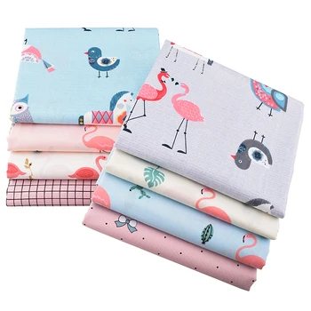 Haisen,8stk/masse,Flamingo Tegneserie,Trykt Bomuld Twill Stof,Patchwork Stof,DIY Syning&Quiltning Materiale Til Baby&Barn