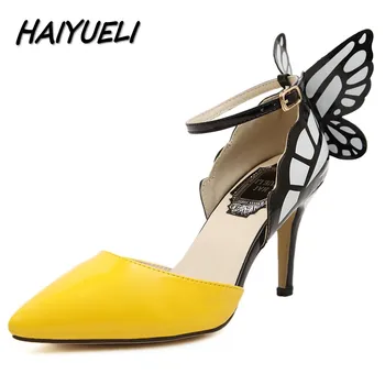 HAIYUELI nye mode Drøm Butterfly spænde kvinder pumper sexet spids tå bryllup part natklub høje hæle sandaler, sko-kvinde