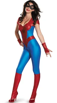 Halloween Kvinder Spiderman Trikot Kostume Superhelt Spider Woman Cosplay Superwomen Fancy Kjole Outfits Jumpsuits