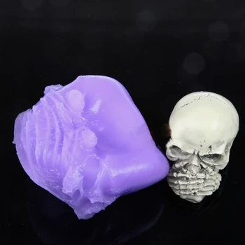 Halloween silikone formen kranium stearinlys forme handemade sæbe mould Skelet hoved op til hans mund form forme aroma sten forme