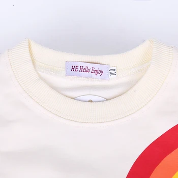 HAN Hej Nyde Børn Baby Pige Tøj Foråret Efteråret Rainbow Bomuld Piger med Lange Ærmer Toppe Sweater kids T-shirt mode Tees
