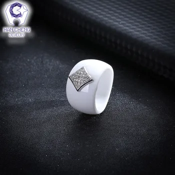 HanCheng Nye Mode, Luksus Geometriske Perle Sten Sølv AAA Cubic Zirconia Keramik Ring Erklæring Ringe Til Kvinder Smykker Bijoux