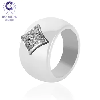 HanCheng Nye Mode, Luksus Geometriske Perle Sten Sølv AAA Cubic Zirconia Keramik Ring Erklæring Ringe Til Kvinder Smykker Bijoux