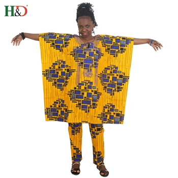 H&D 2017 afrikanske kjoler til kvinder tøj- bomuld bazin trykt dashiki kappe stil Korte ærmer dashiki kjole til dame