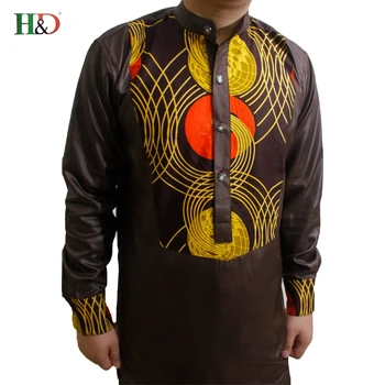 H&D Alle traditionelle afrikanske dashiki for mænd langærmet tøj, Mode Design voks patchwork robe africaine mænd 2018 bazin
