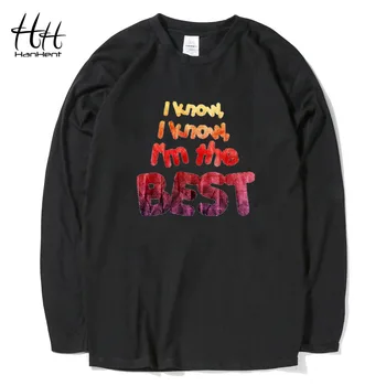 HanHent Breve Casual Mænds T-shirt jeg Er Den Bedste yrelsen Musik T-Shirts Hip Hop langærmede Bomuld Spring Fitness Tøj