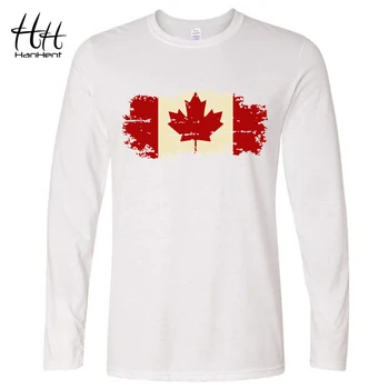 HanHent Canada Canadiske Flag Leaf Nye langærmet T-shirt Mænd 2017 Efteråret Casual Mandlige Streetwear Tshirt O-hals Brand T-shirt