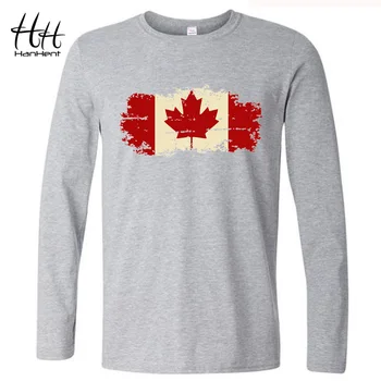 HanHent Canada Canadiske Flag Leaf Nye langærmet T-shirt Mænd 2017 Efteråret Casual Mandlige Streetwear Tshirt O-hals Brand T-shirt