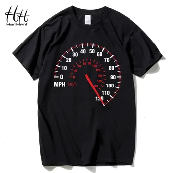 HanHent Speedometer Mode Motorcykel T-Shirt Mænd Bomuld Sommer Bil Hastighed T-shirt Sort Design, Tops Tees Fitness Tøj Mærke