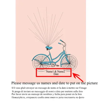 HAOCHU DIY Personlig Part Indretning Print på Lærred og Fingeraftryk Bryllup Dekoration Gave gæstebog Romantisk Bike Fødselsdag