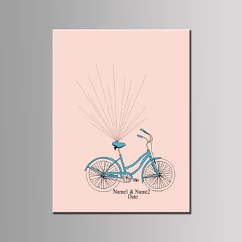 HAOCHU DIY Personlig Part Indretning Print på Lærred og Fingeraftryk Bryllup Dekoration Gave gæstebog Romantisk Bike Fødselsdag