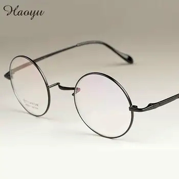 Haoyu 2016 Nye Mode guiden ren Titanium Briller Rammer Mænd, kvinder, runde Briller Guld brillestel 4 Farve