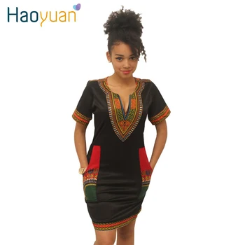 HAOYUAN S-3XL Kvinder Sommeren Bodycon Kjole 2018 Robe Sexet Afslappet Sundress Plus Size Tøj Vintage Afrikanske Udskrive Dashiki Kjoler