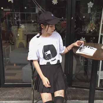 Harajuku Japanske Kvinder Tegneserie T-Shirts Toppe Unikke Grafiske Korte Ærmer T-Shirt Hvid T-Shirts Kawaii Søde Bomuld Skjorte Drop Shipping