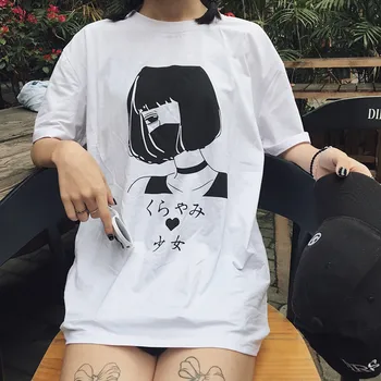 Harajuku Japanske Kvinder Tegneserie T-Shirts Toppe Unikke Grafiske Korte Ærmer T-Shirt Hvid T-Shirts Kawaii Søde Bomuld Skjorte Drop Shipping