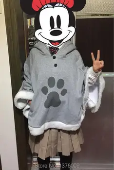 Harajuku Neko Atsume Cosplay Kappe Vinter Søde Kat Hættetrøjer Frakke Daglige Fleece Kappe Xmas Gave Lolita Toppe Superstar Byen