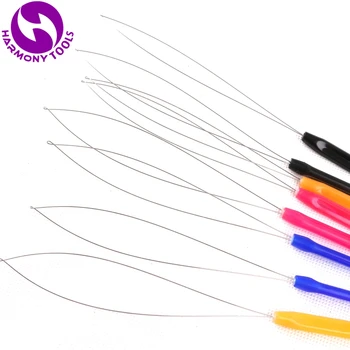 HARMONI 50 stykker tilfældige farver plast trække wire loop threader hair extensions værktøjer