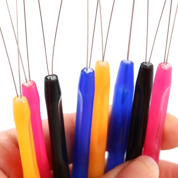 HARMONI 50 stykker tilfældige farver plast trække wire loop threader hair extensions værktøjer