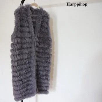 Harppihop 2017 naturlig kanin pels strikkede veste nye seks farve, god kvalitet lady Rex pels jakker underwaist ærmeløs pels vest