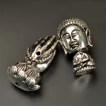 HAVET MEW 2 STK Nepal Metal Legering Tibetansk Sølv Tee-Pagoden Spacer Perler, Buddha Perle Stik DIY Tilbehør Til smykkefremstilling