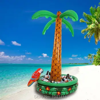 Hawaii-Serien 180 cm Store Oppustelige Coconut palm Tree Drikkevarer Køligere Ice Bucket For Sandbeach Party Dekorationer Leverer legetøj