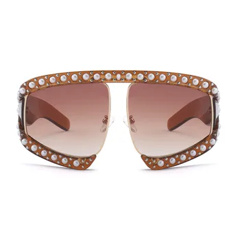 HBK italienske Brand Designer Luksus Stor Perle Solbriller Kvinder Mænd Overdimensionerede solbriller Til Kvinder Mandlige Klar Linse Goggle UV400