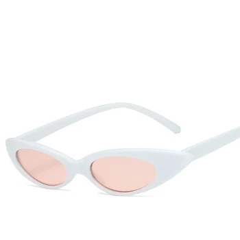 HBK Lille Mode Oval Slanke Form Solbriller Kvinder Klart Billede Lilla Rød Sort Mænd Cat Eye Vintage Goggle Oculos De Sol 2018