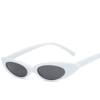 HBK Lille Mode Oval Slanke Form Solbriller Kvinder Klart Billede Lilla Rød Sort Mænd Cat Eye Vintage Goggle Oculos De Sol 2018