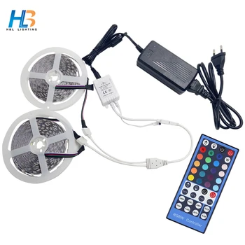 HBL RGBW RGBWW LED Strip Light 5050 5M 10M 60LEDs/m Fleksibel Tape + IR Controller + 12V DC Power Adapter komplet Sæt til hjemmebrug
