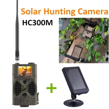 HC300M Night Vision Jagt Vildt Kamera, MMS, GPRS Med solfanger Strøm lader Foto-Fælder Solar power pack vilde kamera CE-ROHS
