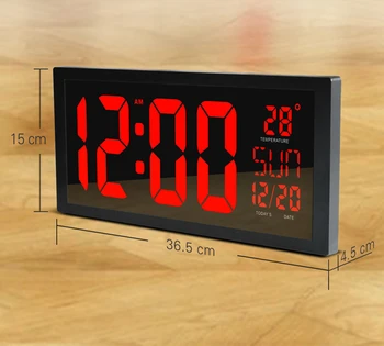 HD LED store skærm vægur Hjem desktop kalender ur Sommertid funktion LED-elektronisk ur med termometer