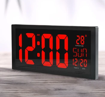 HD LED store skærm vægur Hjem desktop kalender ur Sommertid funktion LED-elektronisk ur med termometer