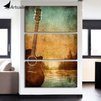 HD trykt 3 stykke lærred kunst guitar plakat vintage maleri væg billeder til stuen moderne gratis fragt CU-1796C